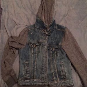 AEO denim vest hoodie